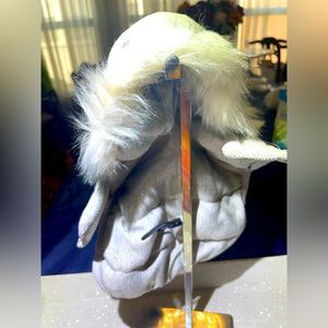 Doggy coat with hood. Never worn, light gray outside lined is grey check.